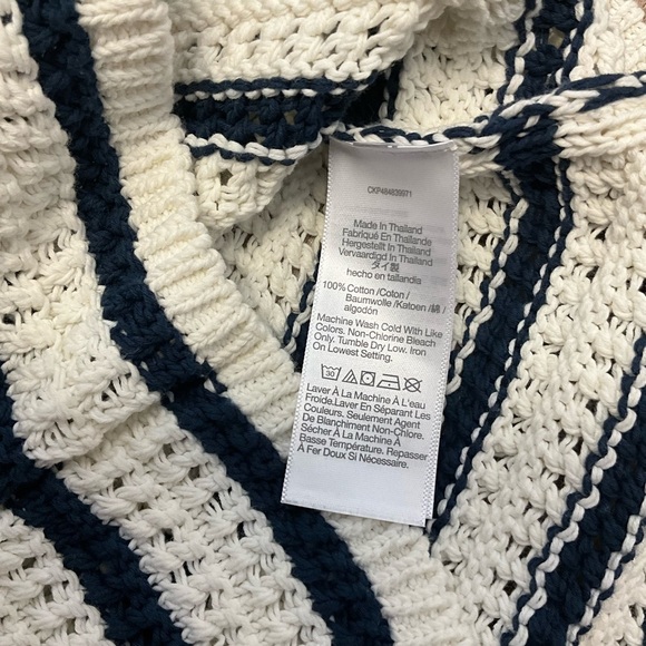 Madewell Womens Crochet-Knit Crewneck Sweater Tank N0991 Sz XS in Blue&White NWT - Picture 6 of 7
